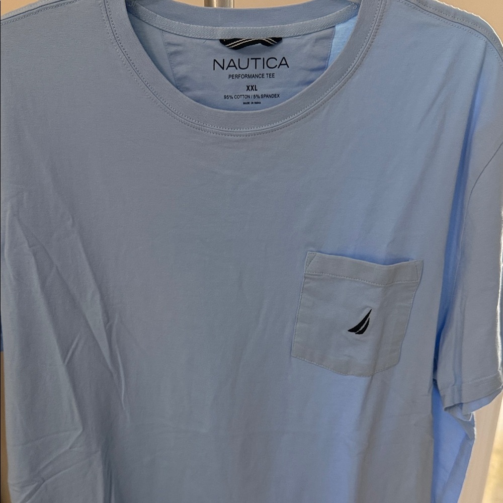 Nautica Men's Light Blue Pocket Tee